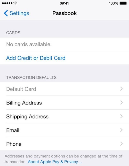 apple pay settings ios 8 1